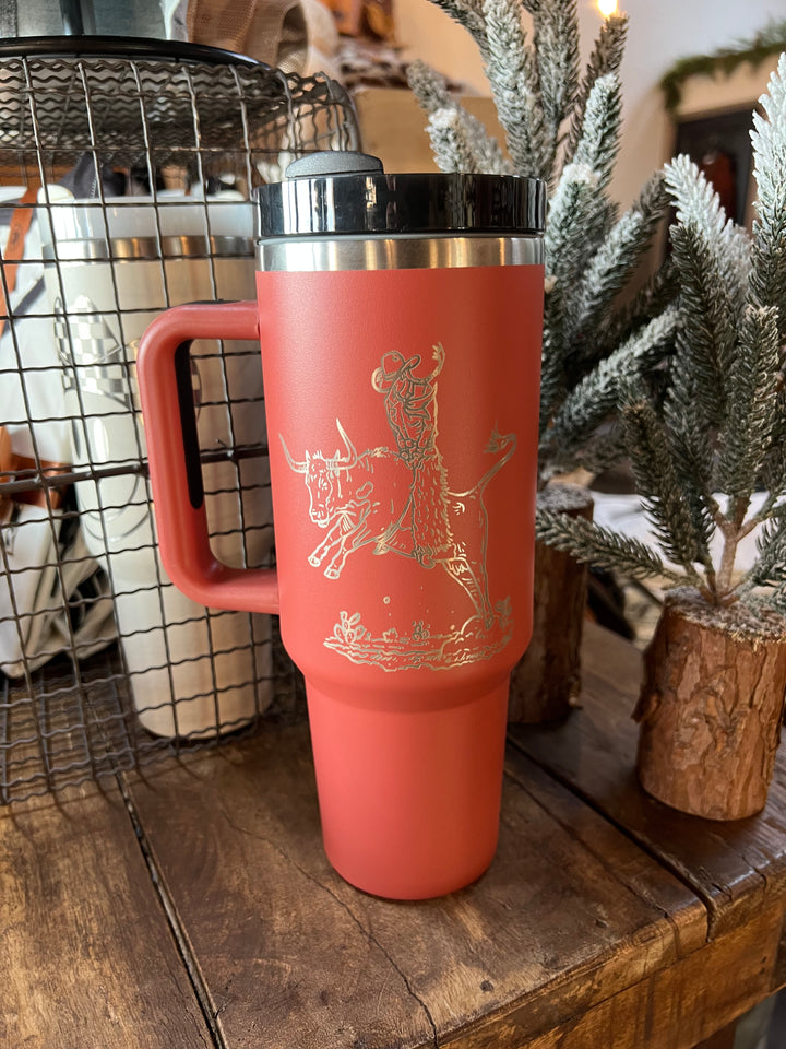 Rowdy CowGirl Tumbler- Rust