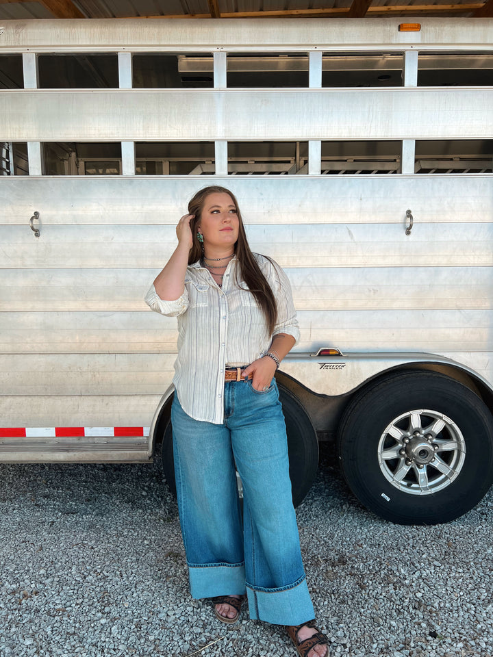 Bingham Stripe Button-Up{MEDIUM ONLY}