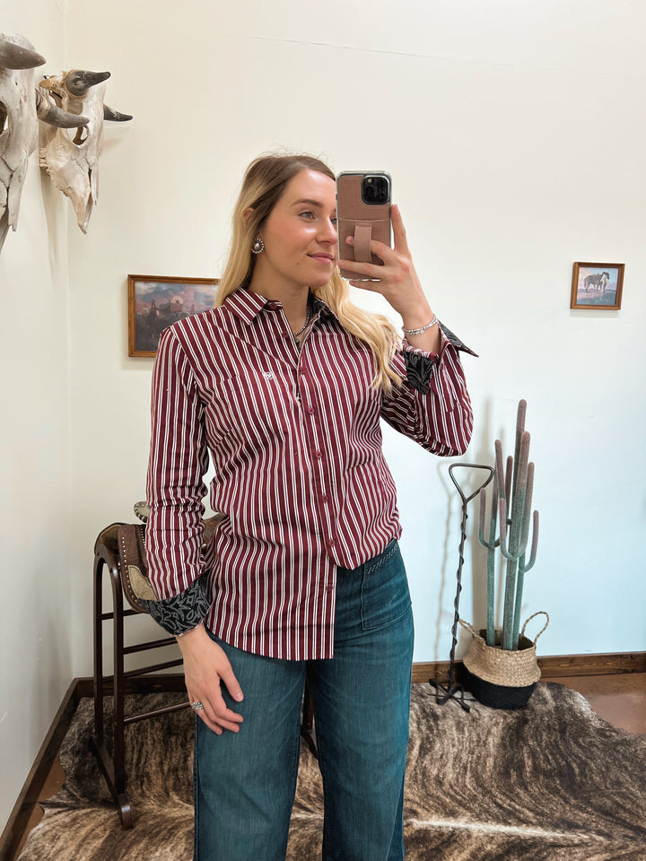 Ariat: Cabernet Stripe Button-Up{SIZE XL ONLY LEFT}