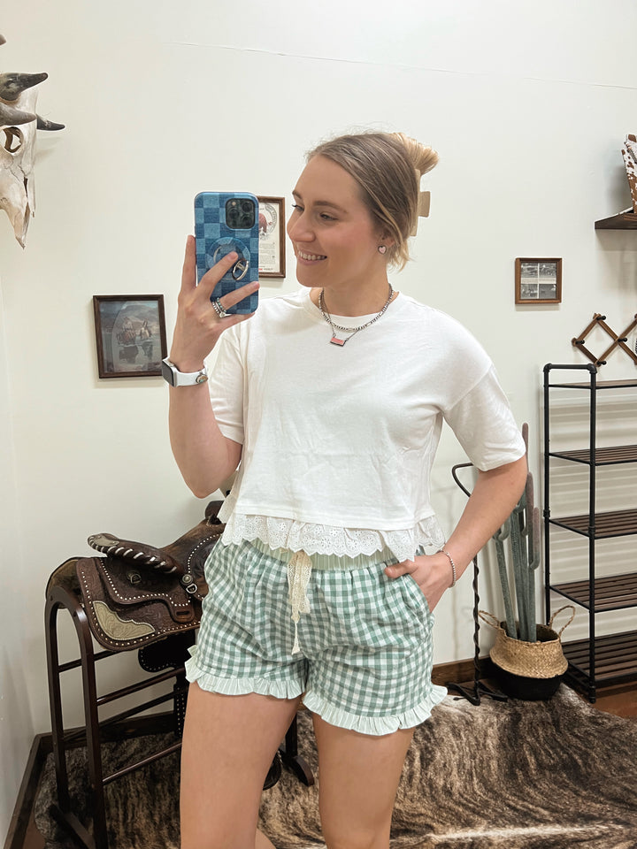 Eyelet Hem Boxy Tee