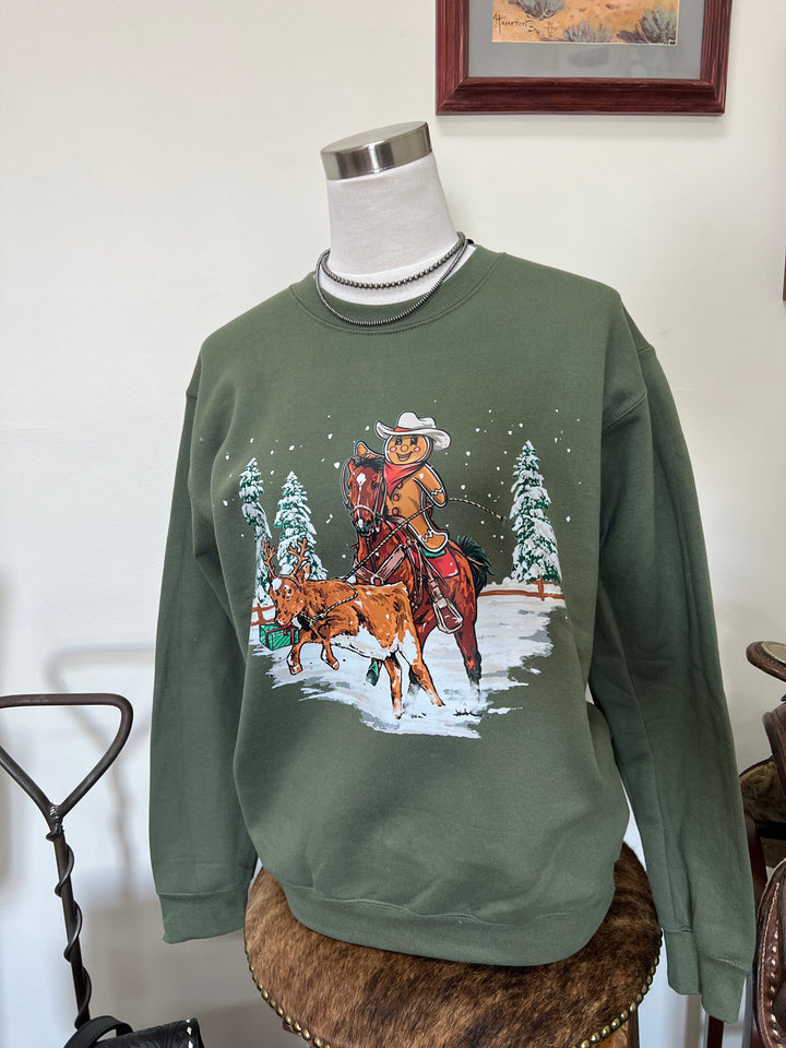 Gingerbread Roper Crewneck-Olive