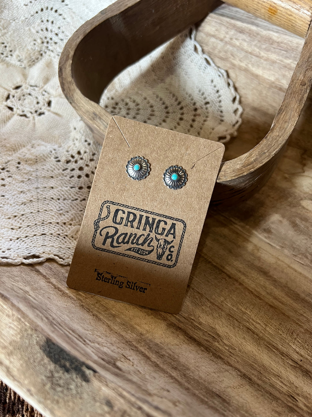 Dainty Concho Turquoise Earrings