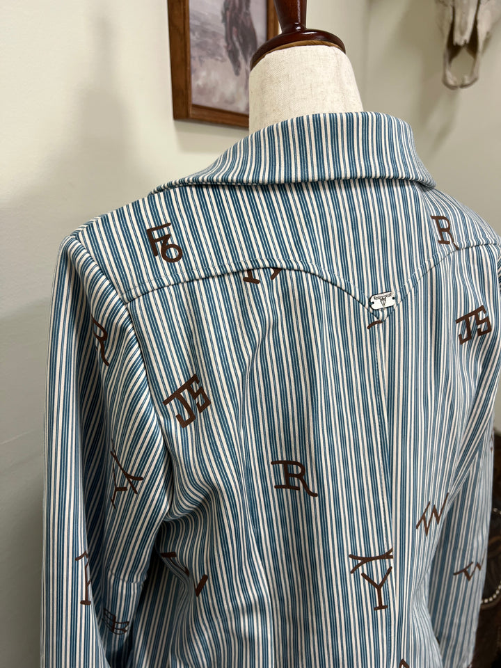 Blue Pinstripe Cattle Brand Blazer