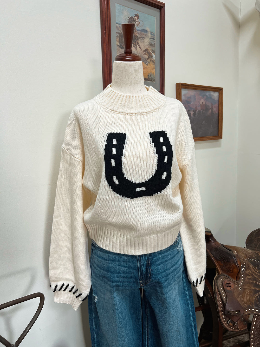 Horseshoe Crop Knit Sweater