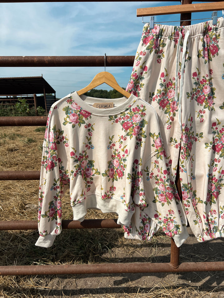 Ivory Floral Sweat Set