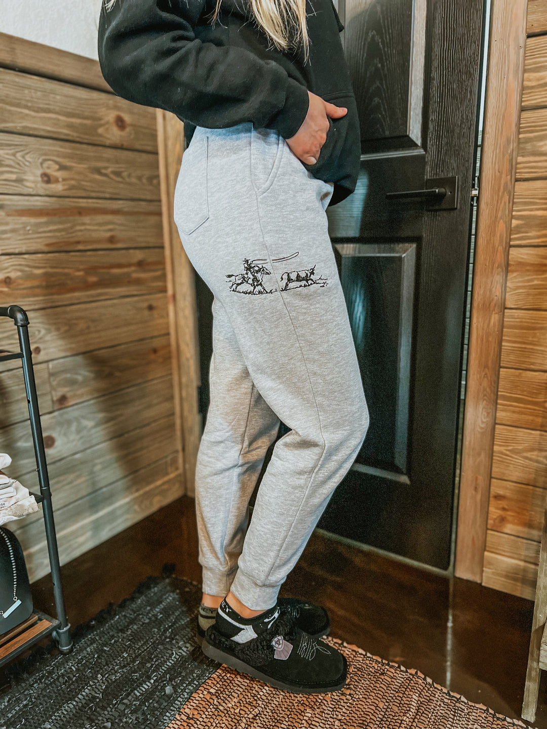 Cowboy Roper Joggers-Gray