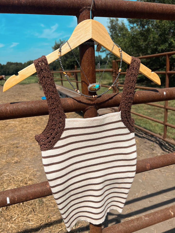 Mocha Stripe Knit Tank