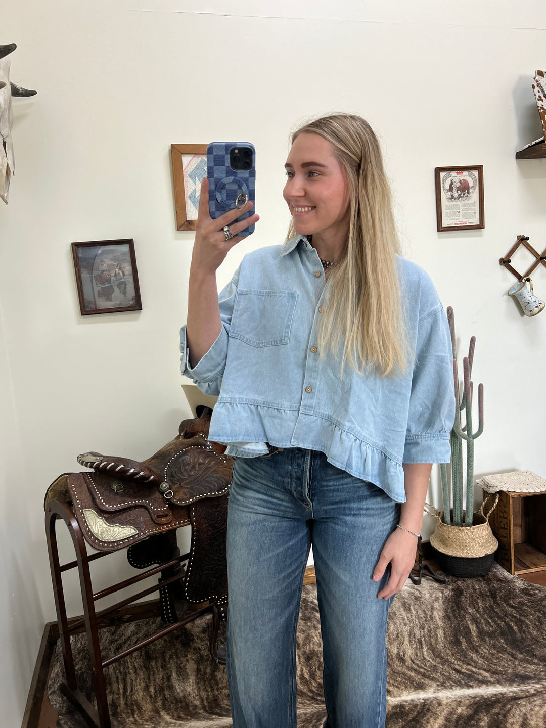 The Austin Washed Denim Top