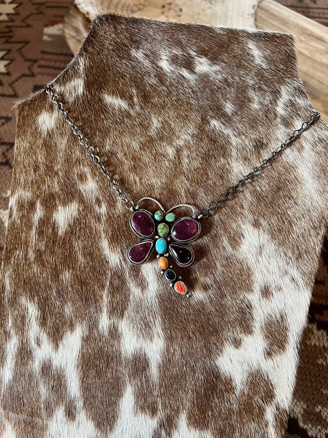 Multi Stone Dragon Fly Necklace