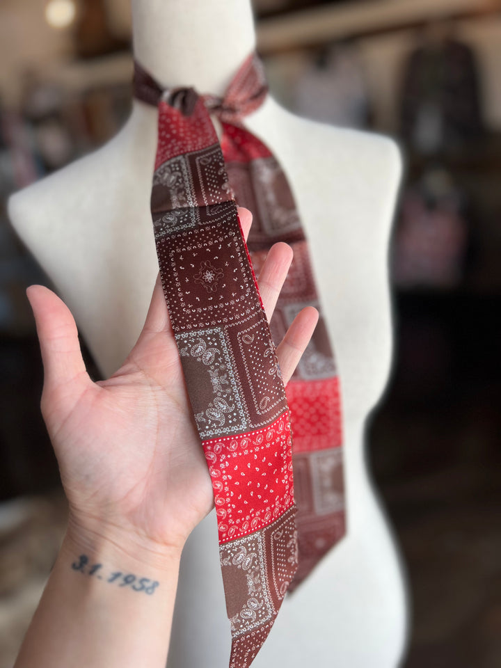 Brown & Red Bandana Patch Twilly