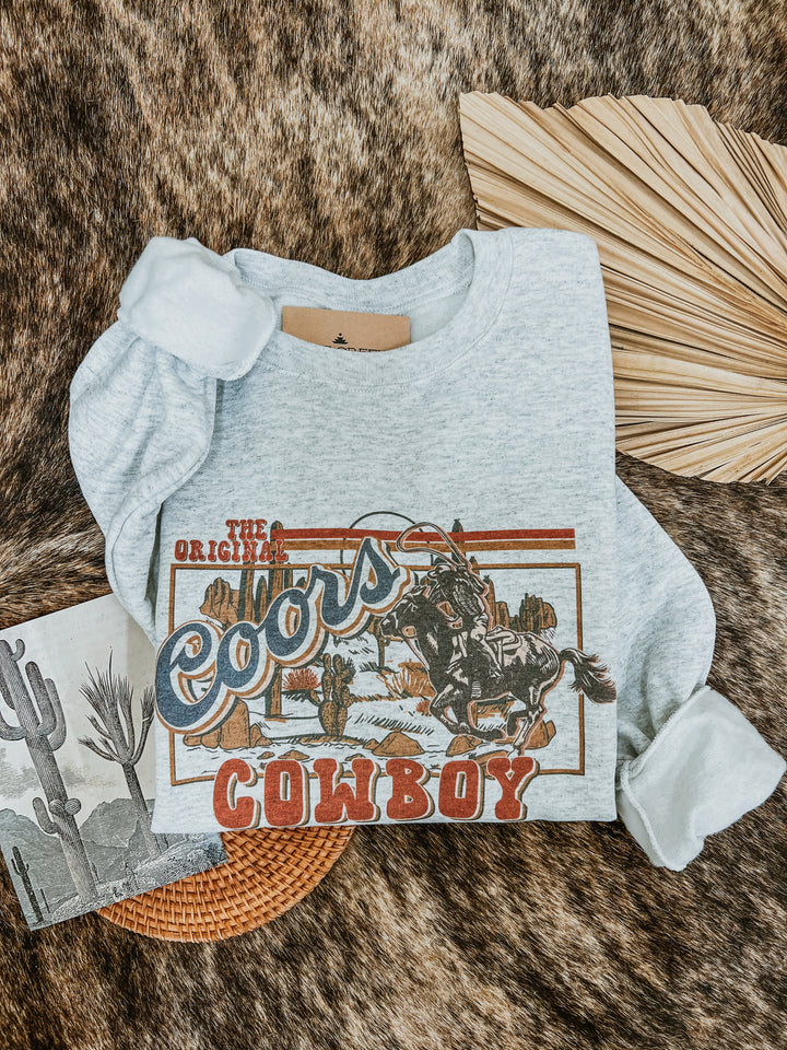 Coors Cowboy Crewneck- Ash