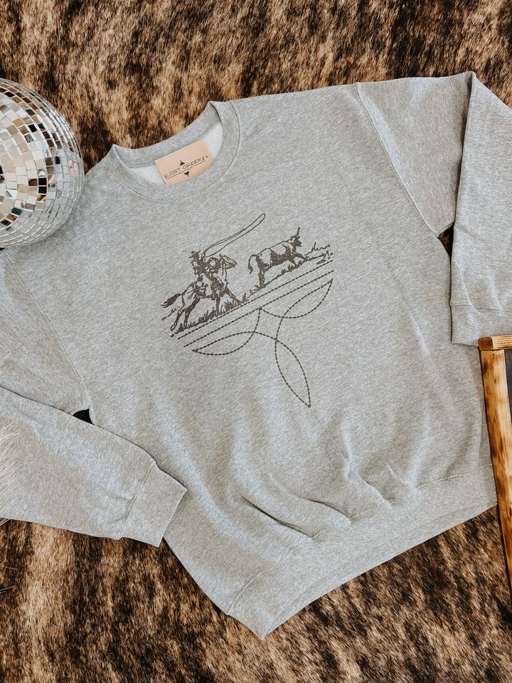Rope Em’ Stitch Crewneck-Grey