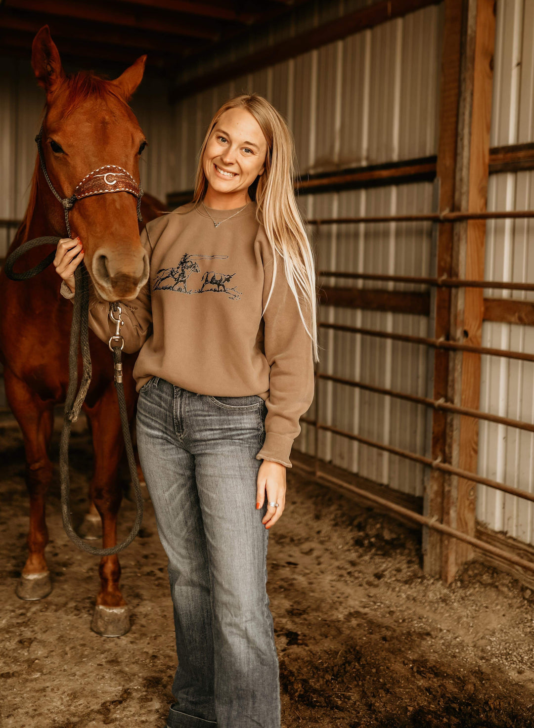 Rope Em’ Crewneck-Mocha