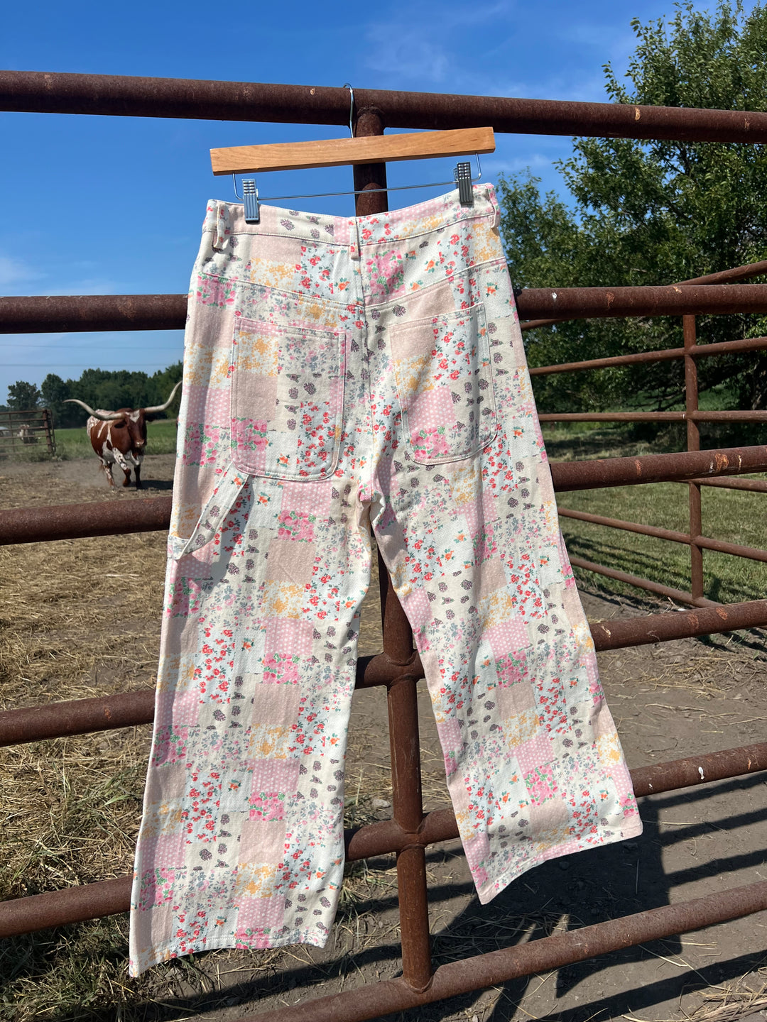 Patchwork Floral Wide Leg Pants