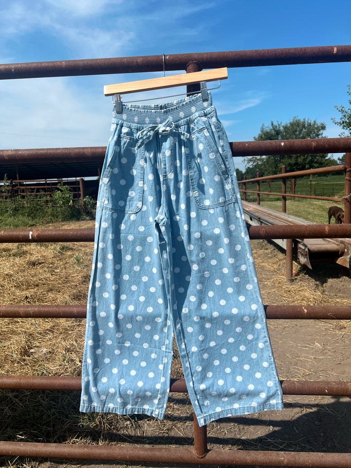 Denim Polka Dot Pants