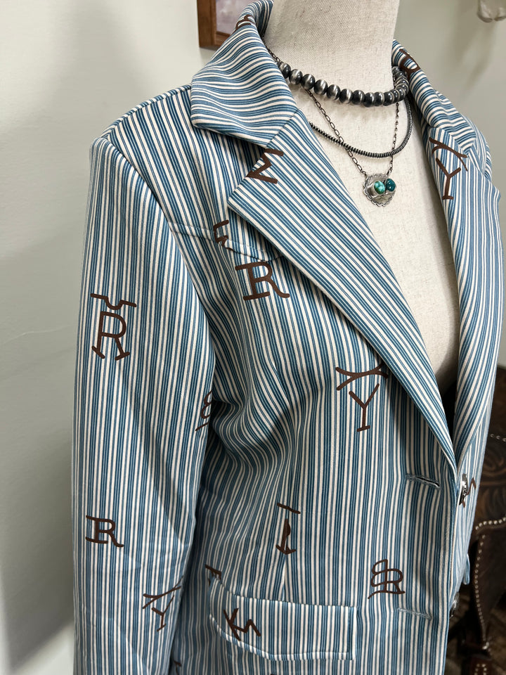 Blue Pinstripe Cattle Brand Blazer