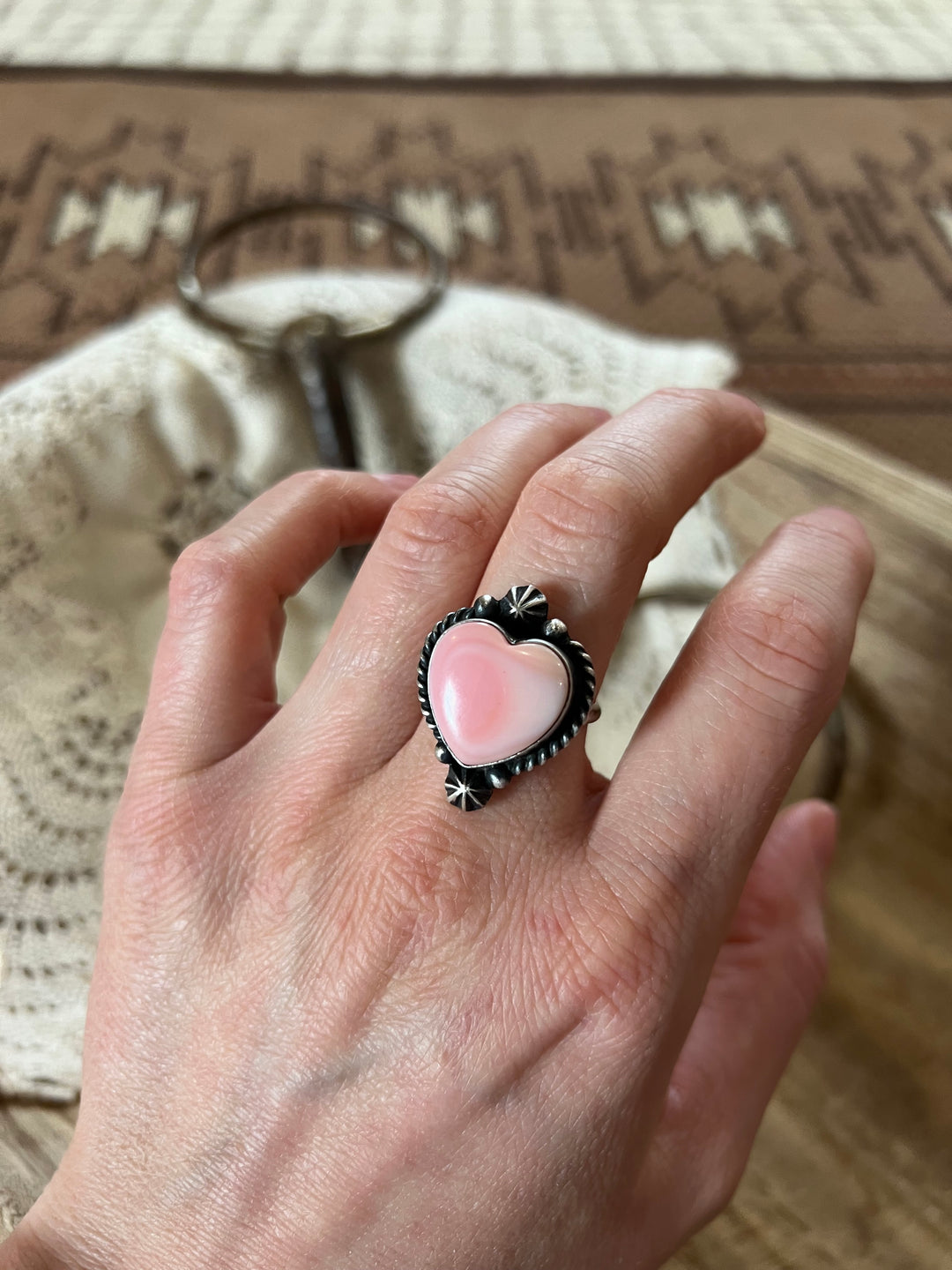 Pink Conch Heart Ring