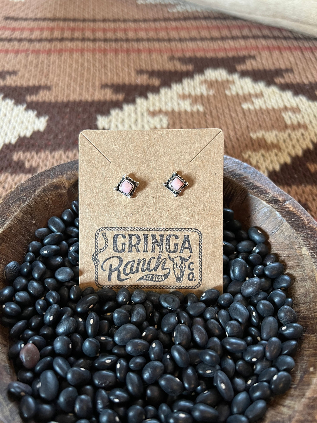 Pink Conch Square Earrings