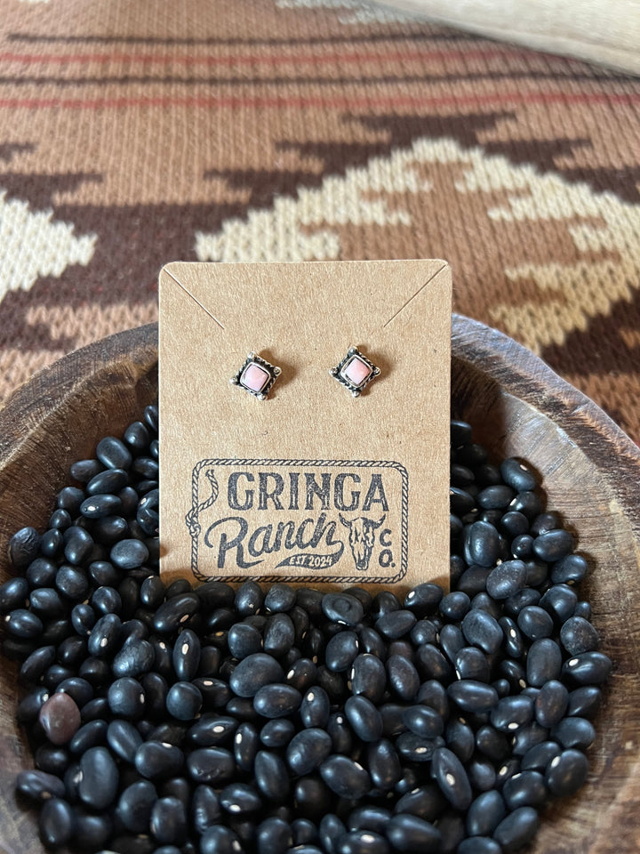 Pink Conch Square Earrings