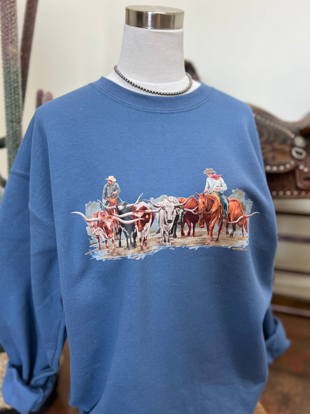 Cows Come Home Crewneck-Denim