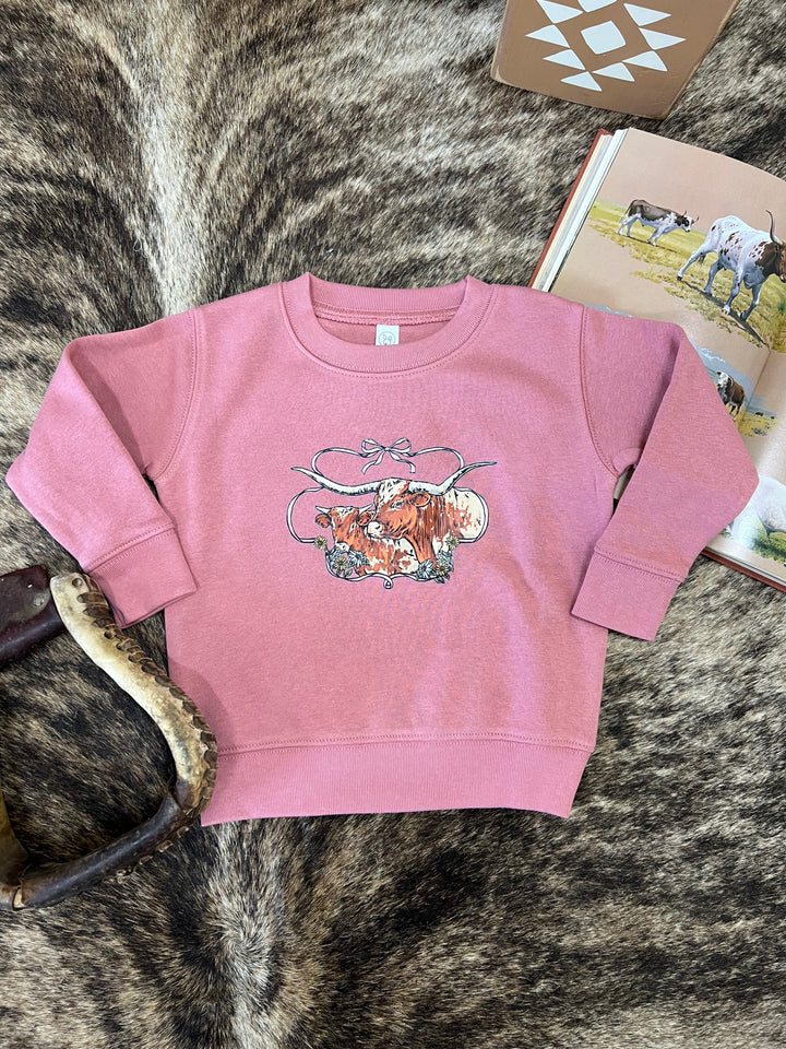 Longhorn Couture Toddler Crewneck- Mauve