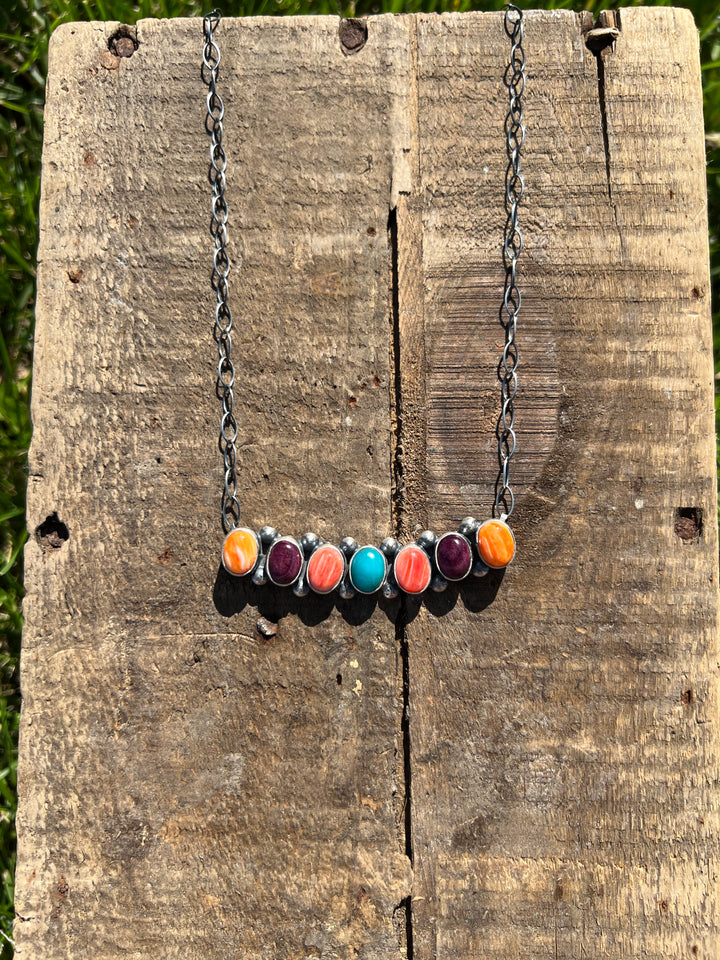 Multi Stone Bar Necklace