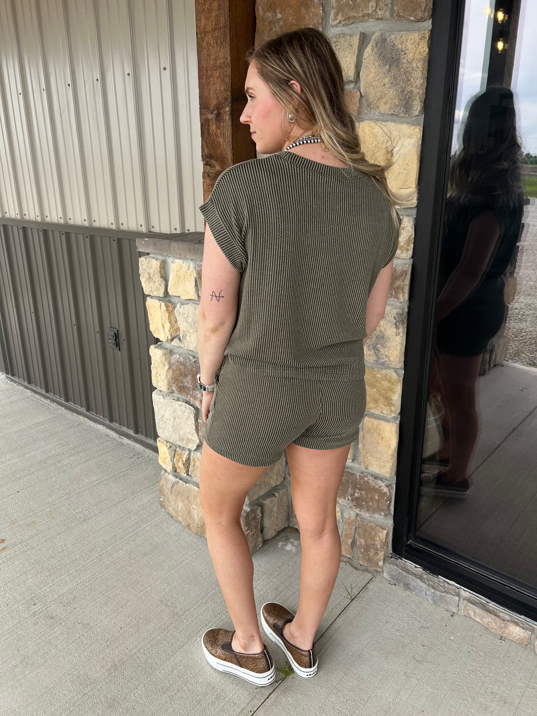 Ribbed Calloway Set-Olive