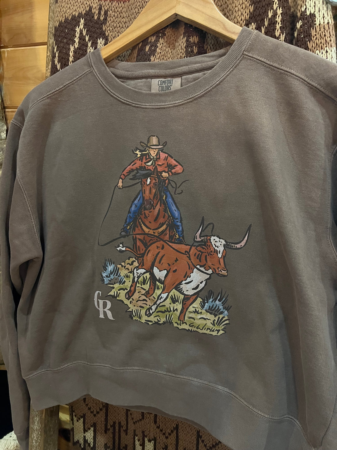 Branded Roping Crop Crewneck