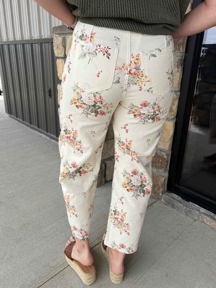 Floral Barrel Jeans