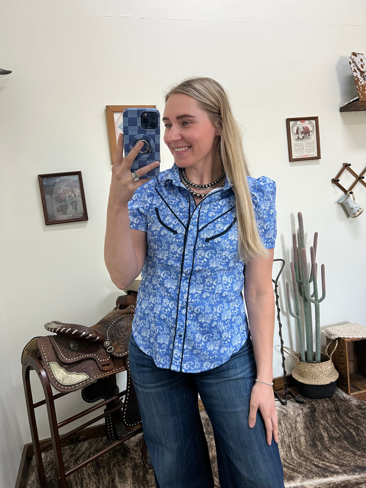 Royal Pony Short Sleeve Button-Up