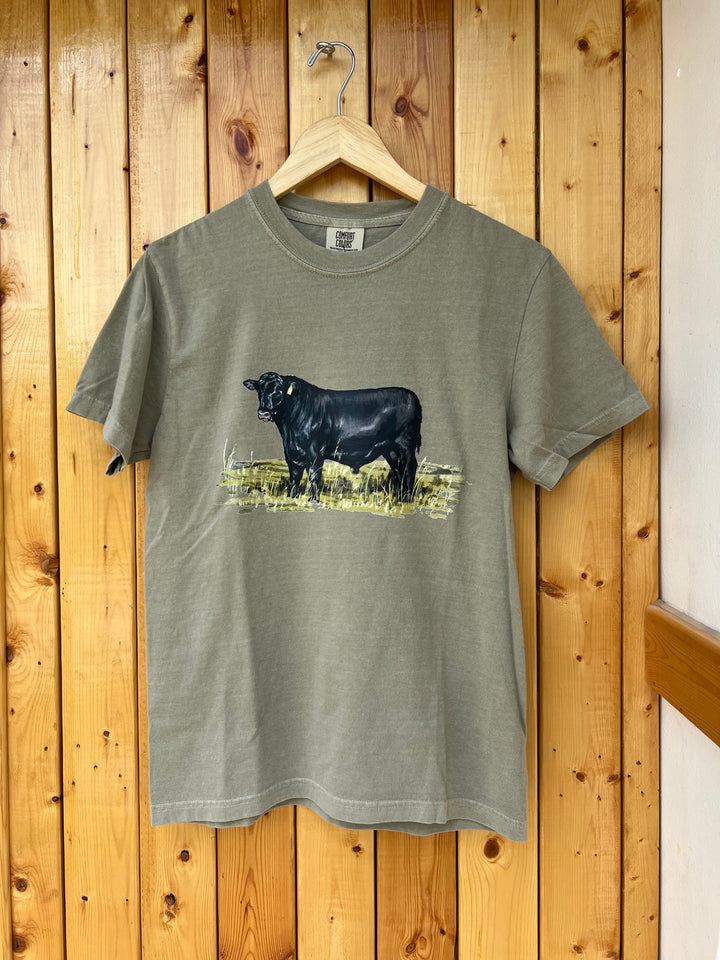 Watercolor Angus Tee-Khaki