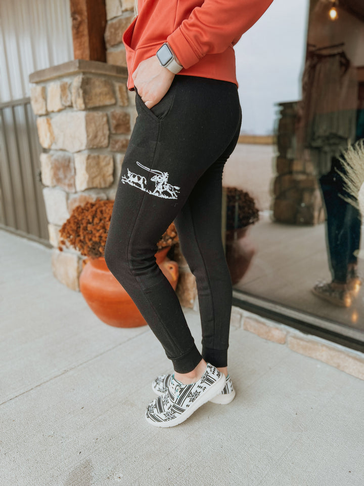 Cowboy Roper Joggers-Black