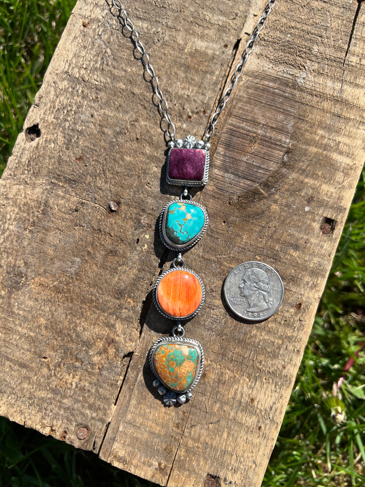 Multi Stone Lariat Necklace