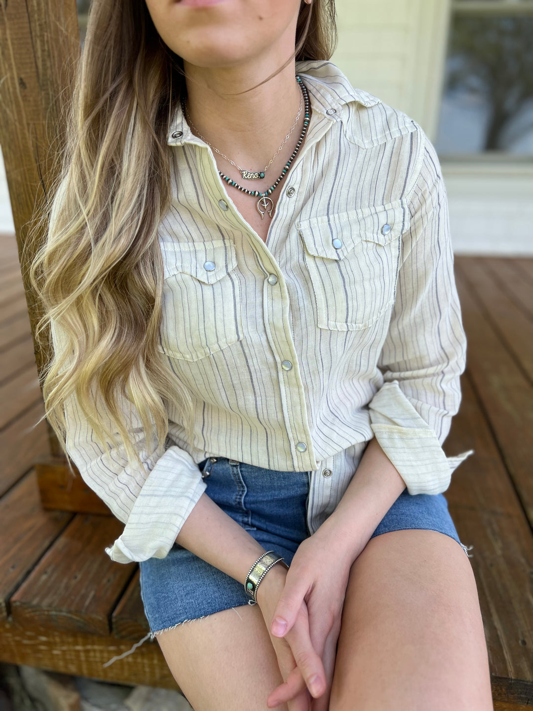 Bingham Stripe Button-Up{MEDIUM ONLY}