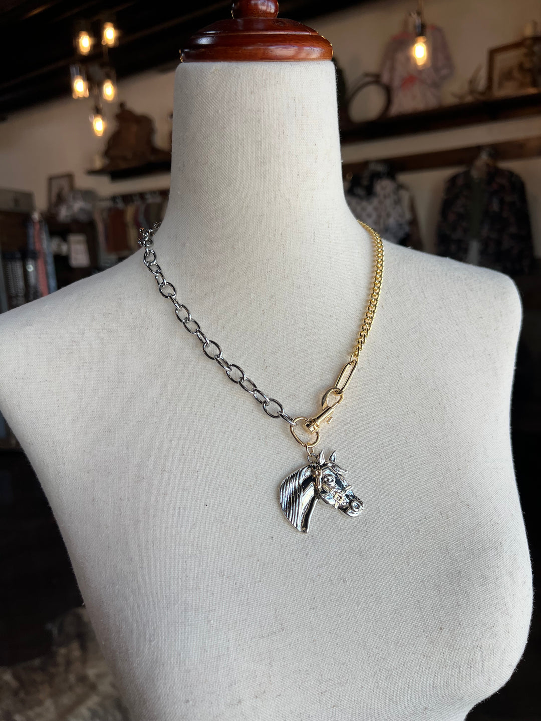 Mixed Metals Horse Necklace