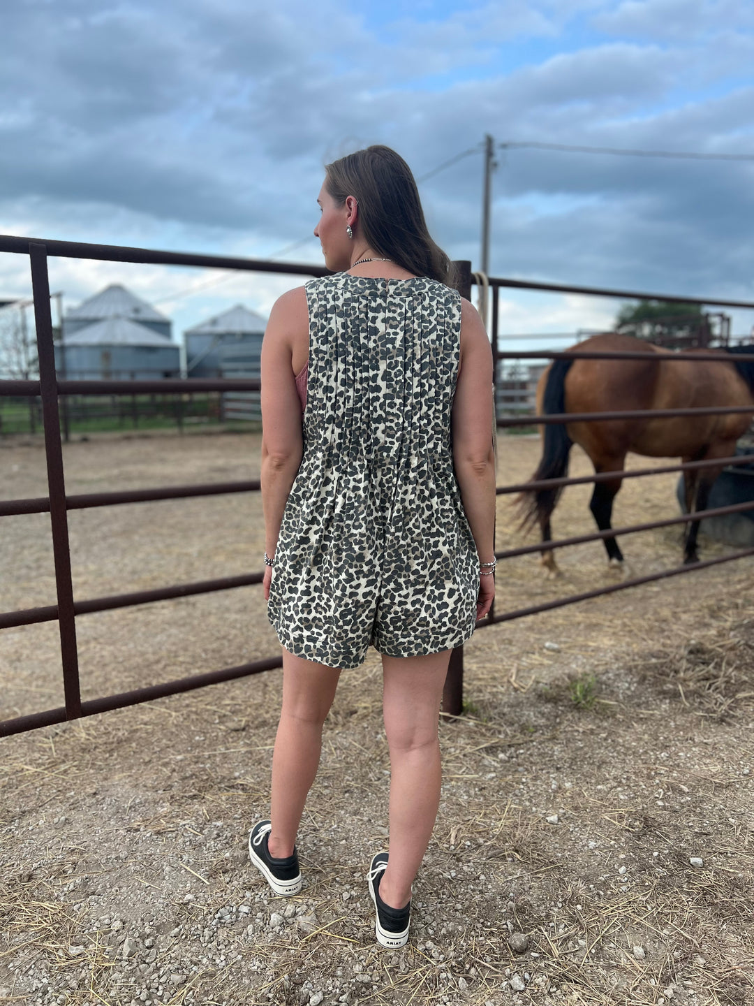 Leopard Denim Romper{LARGE ONLY LEFT}