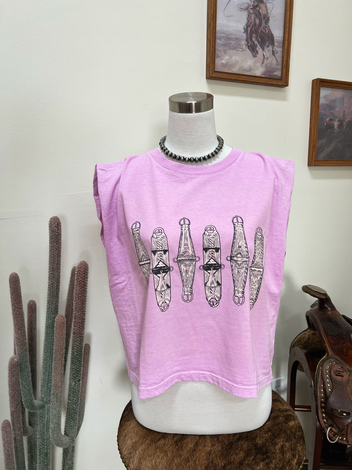 Cinch Em Muscle Tank-Pale Fuchsia