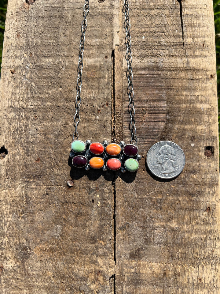 Multi Stone Block Necklace