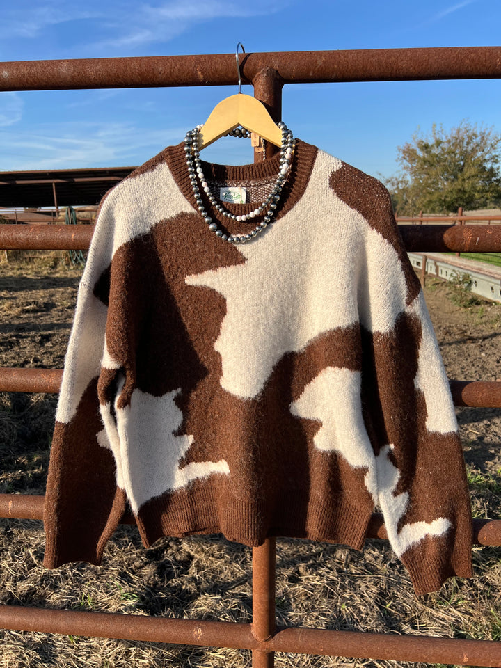 Cow Print Sweater