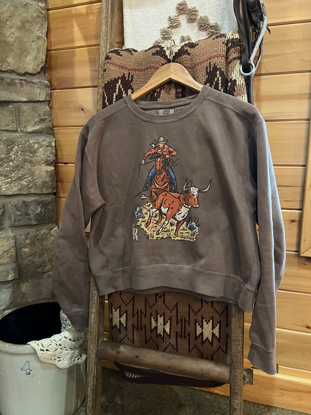 Branded Roping Crop Crewneck