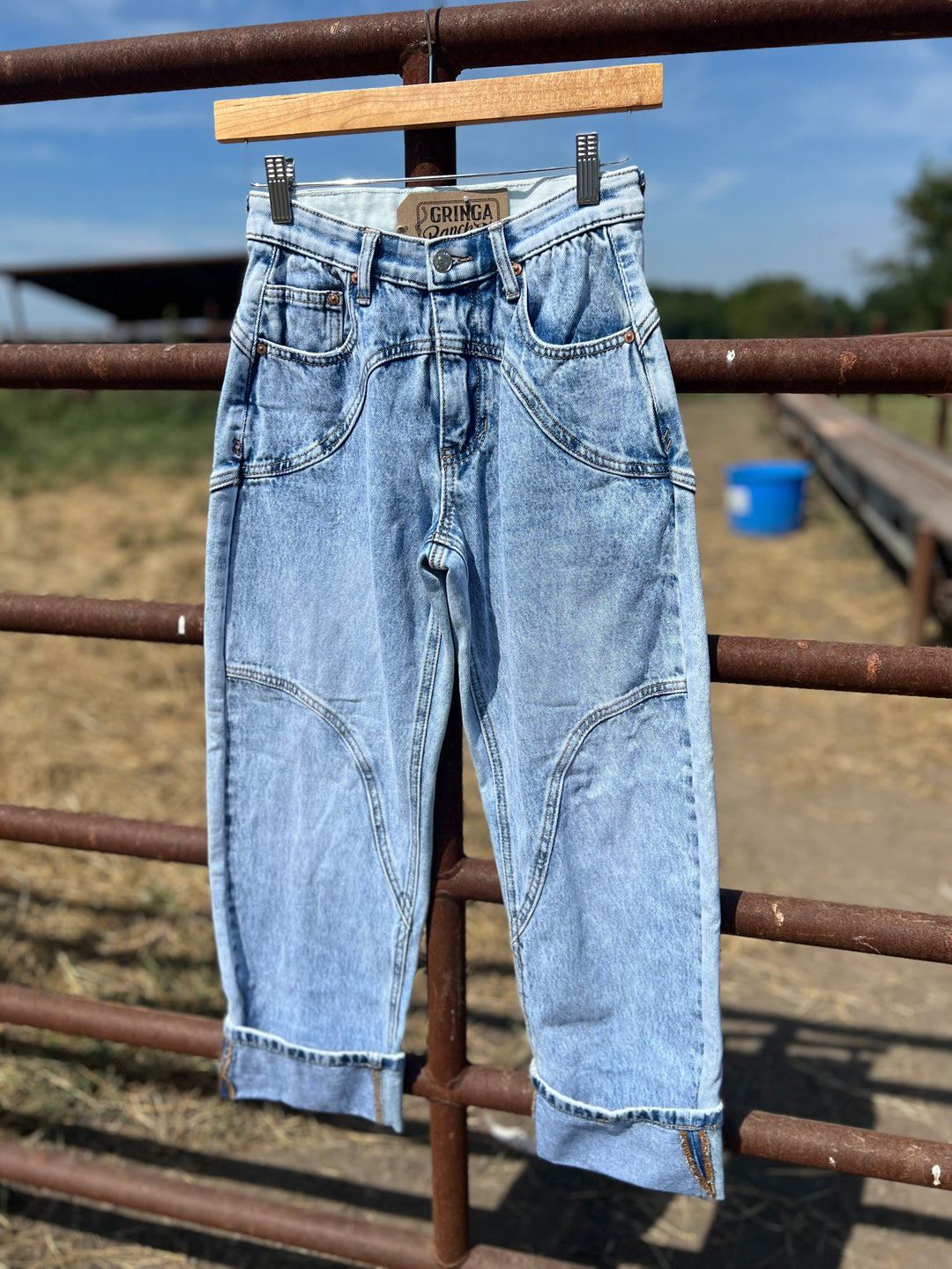 Western High Rise Barrel Jeans