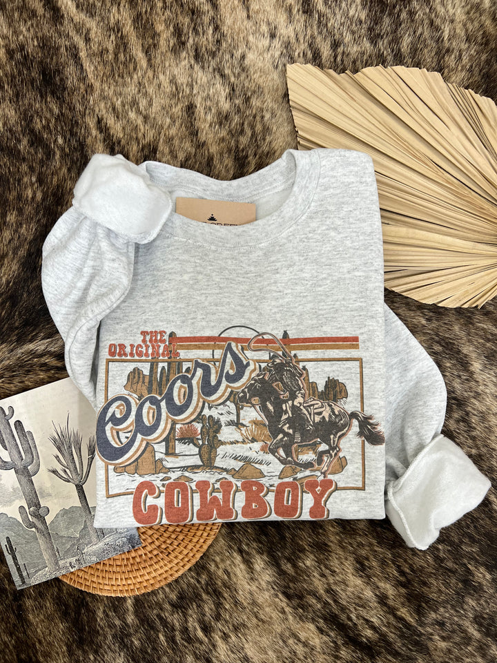 Coors Cowboy Crewneck- Ash