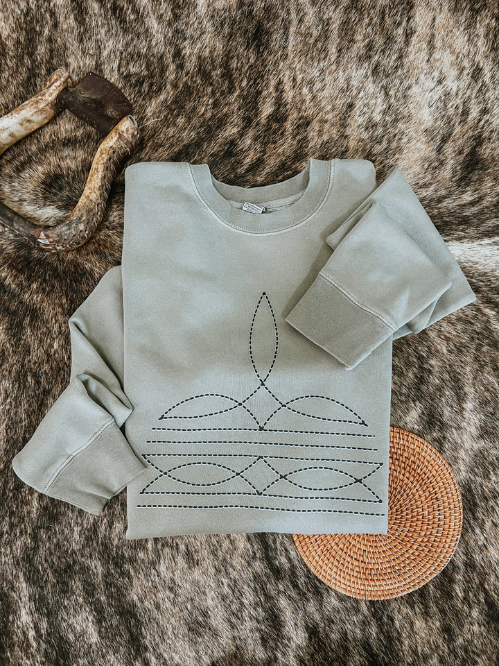 Boot Stitch Crewneck-Concrete