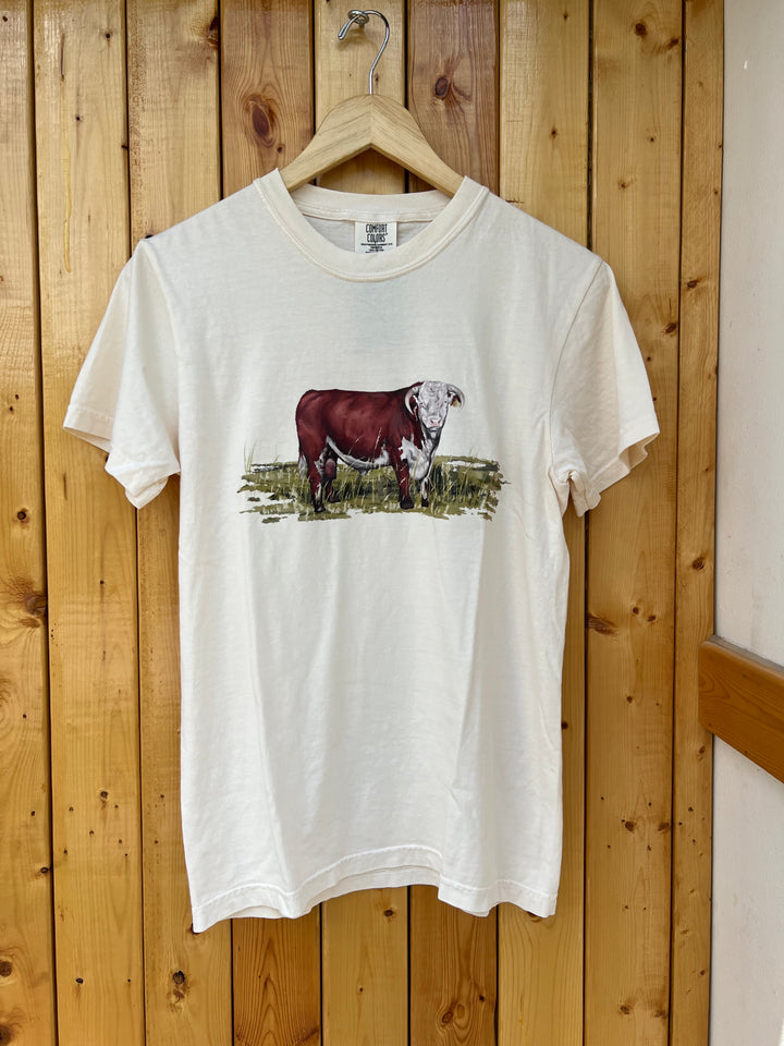 Watercolor Hereford Tee-Cream