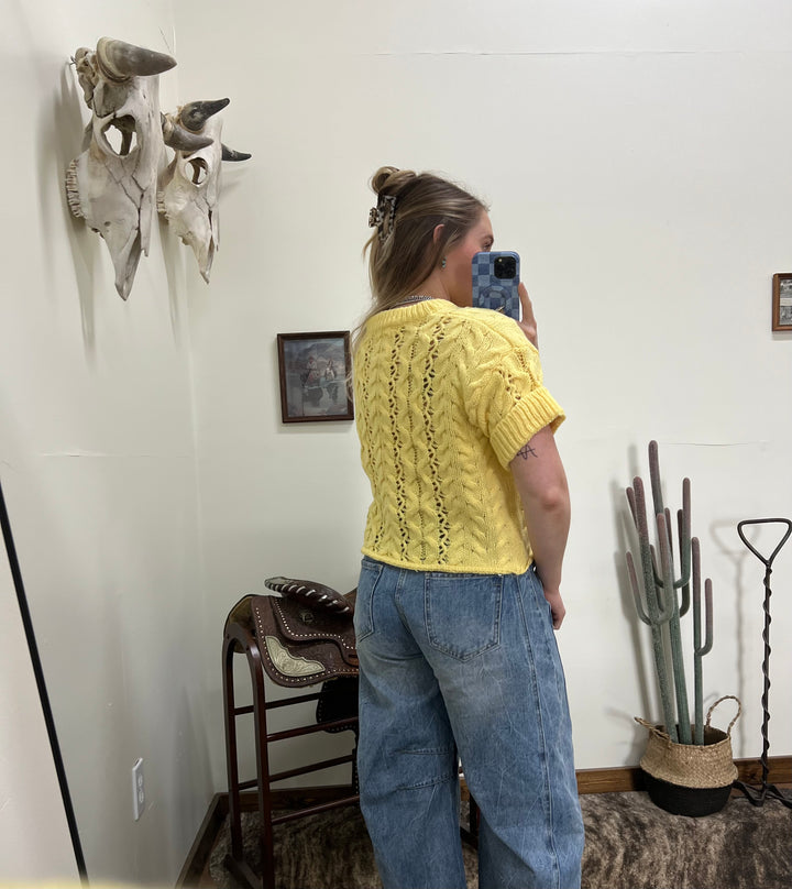 The Claire Sweater Top-Lemon