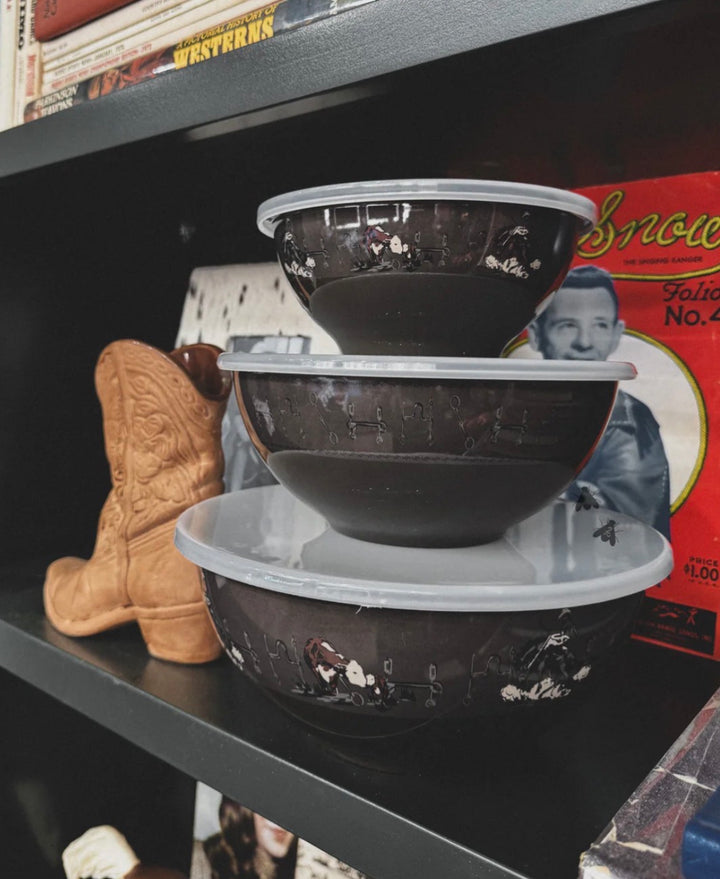 Hereford/Bucking Horse  3PC Bowl Set