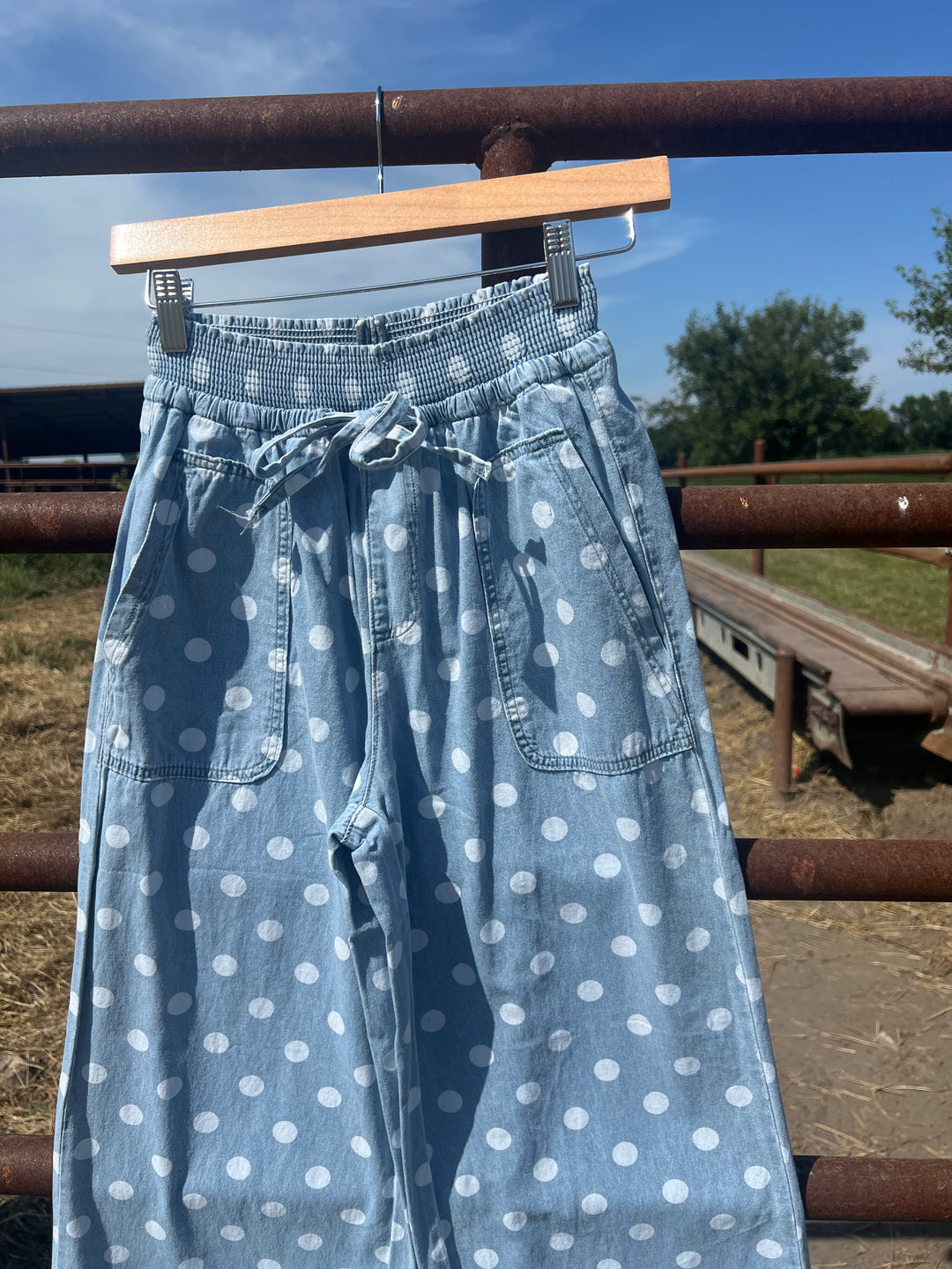 Denim Polka Dot Pants
