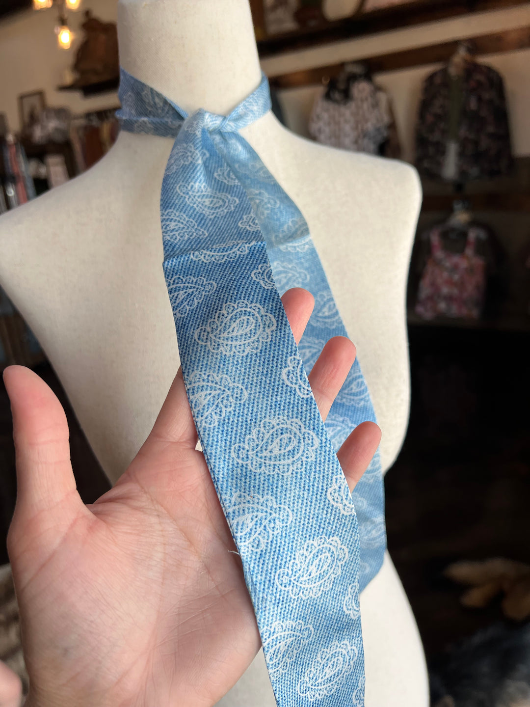 Denim Paisley Twilly