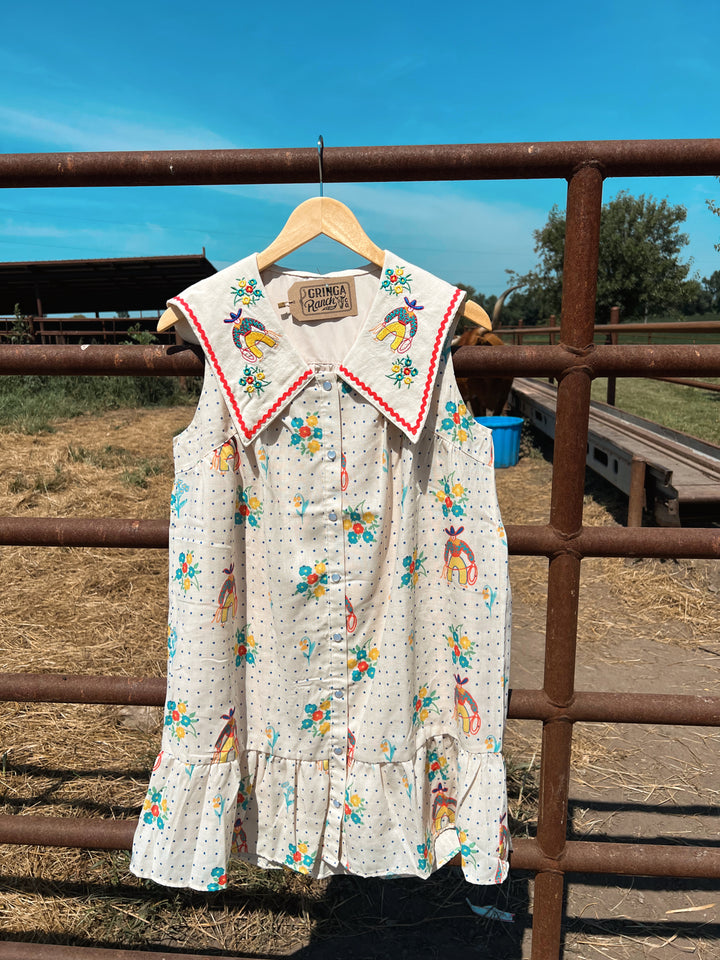 Vintage Cowboy Polka Dot Dress