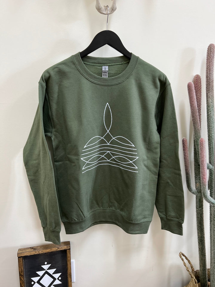 Boot Stitch Crewneck-Olive